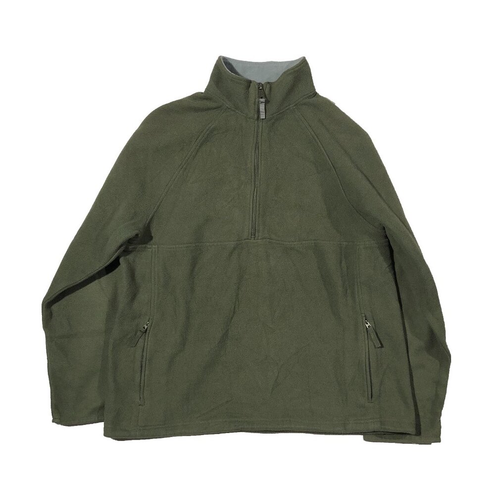PROSPIRIT Mens L Green Fleece 1/4 Zip Zipped Pockets Pullover Sweatshirt